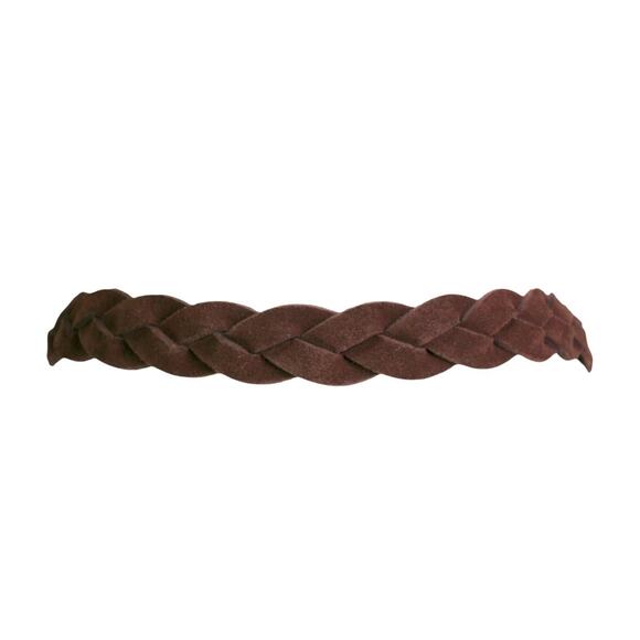 CLASSIC BRAIDED BROWN GENUINE LEATHER SUEDE DRESS CASUAL BELT Sz M (B30 - Picture 4 of 9